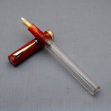 Click Bamboo Marble Half Transparent Eyedropper Fountain Pen - Red Marbled