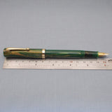 Click Bamboo Marble Eyedropper Fountain Pen - Green Marbled