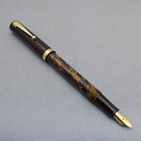 Click Bamboo Ebonite Eyedropper Fountain Pen - Yellow Black Rippled