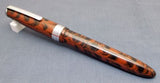 Click Falcon Ebonite Handmade Fountain Pen - Orange Brown and Black Rippled